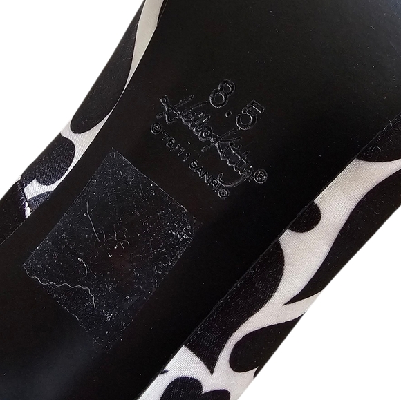 Y2k Hello Kitty Black and White Heart Patterned Peep Toe Heels Womens Size 8.5 - Picture 8 of 8